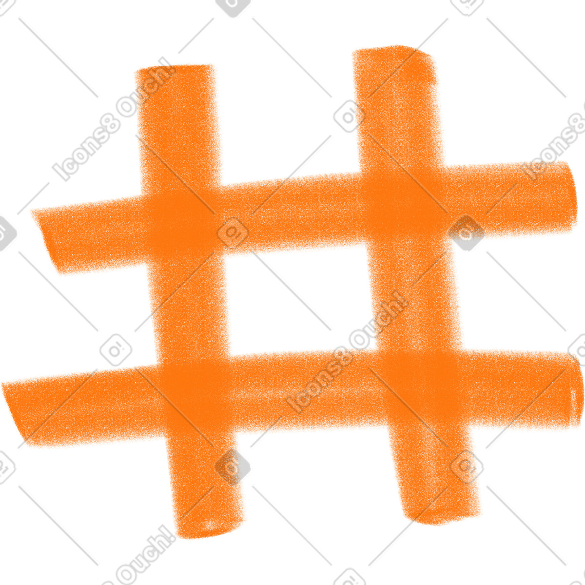 Ilustración Orange hashtag en estilo Doodle a descargar en PNG y SVG
