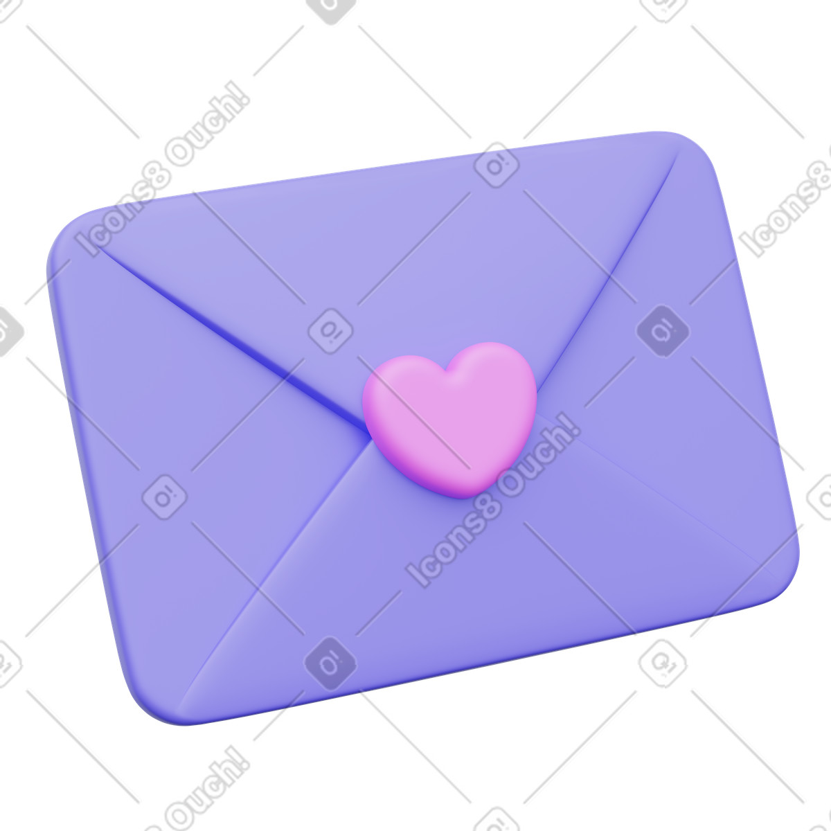 Ilustração de Romantic message icon envelope sealed with heart em no estilo 3D Playful para baixar em PNG, SVG