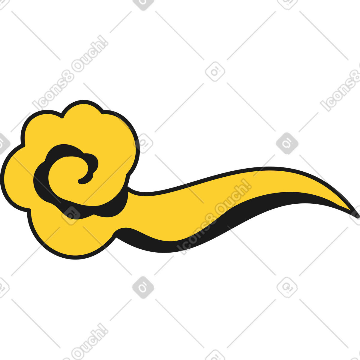 Chinese cloud illustration in Taxi style download in PNG, SVG
