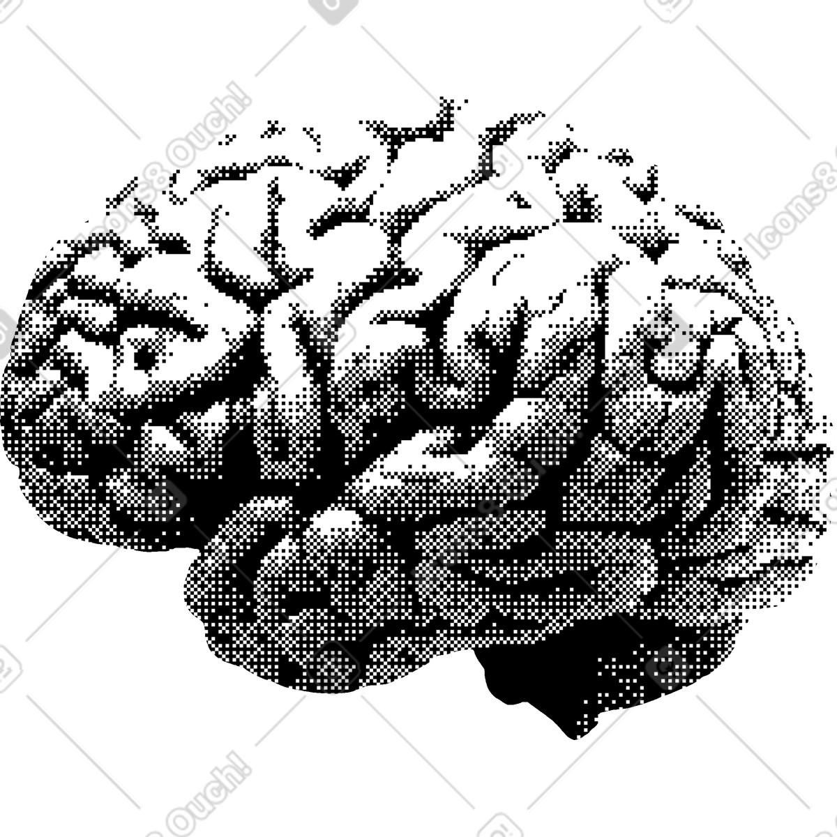 Gehirn-Illustration im Bitmap-Stil als Download in PNG, SVG