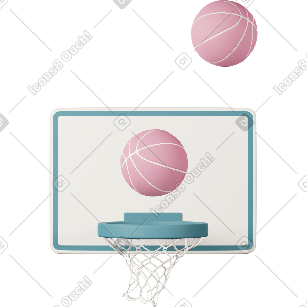 Illustration Panier de basket, score sportif ou compétition dans le style 3D Casual life à télécharger aux formats PNG, SVG