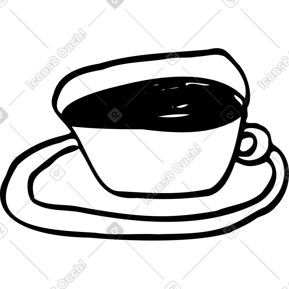 Wide cup with coffee illustration in Marks style download in PNG, SVG