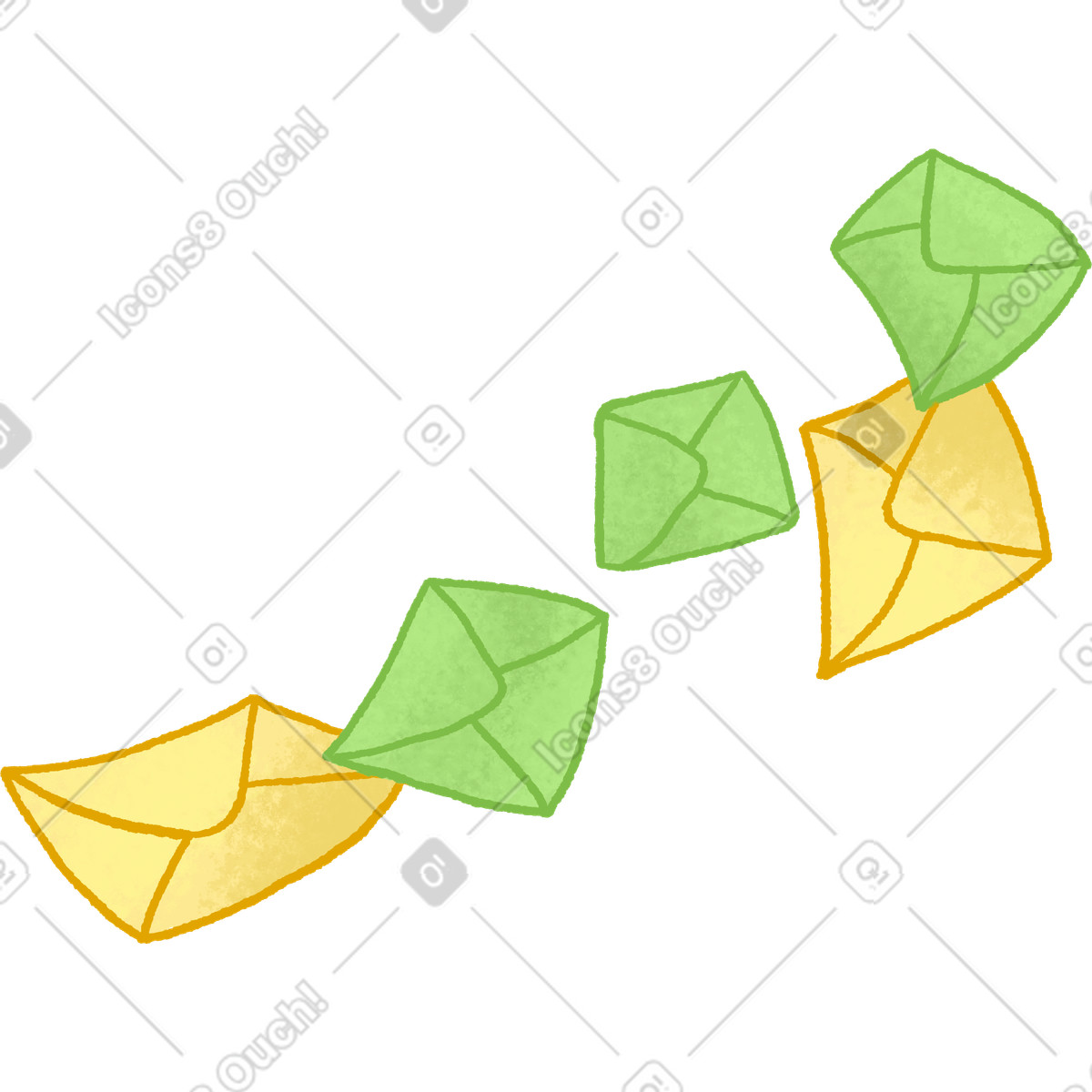 Green and yellow letters illustration in Hue style download in PNG, SVG