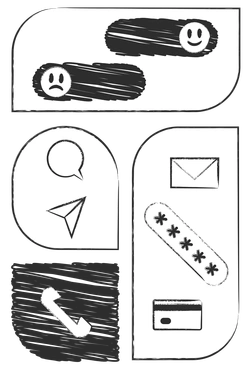 Various communication icons and emoticons - Graphite style illustration