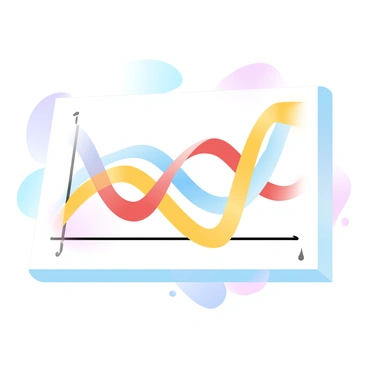 A graph chart is displayed, with distinct lines that are formed using colorful pencil shavings. The shavings create a textured appearance, varying in color from bright yellow to deep red and rich blue. The axes of the graph are clearly marked, highlighting the data points along each line. Behind the graph, a subtle gradient of pastel colors enhances the overall aesthetic, creating a visually engaging background. The focus remains on the unique pencil shavings that define the lines of the chart.