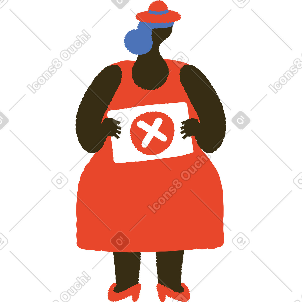 Bermuda スタイルの Woman with cross sign のイラストをPNG、SVG形式でダウンロード