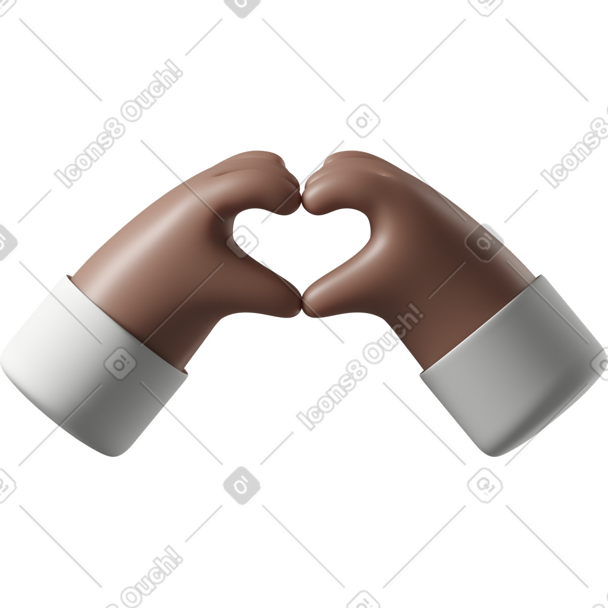Mani di pelle marrone che mostrano un segno del cuore illustrazione in stile 3D Hands Fun&Wild scarica in PNG, SVG