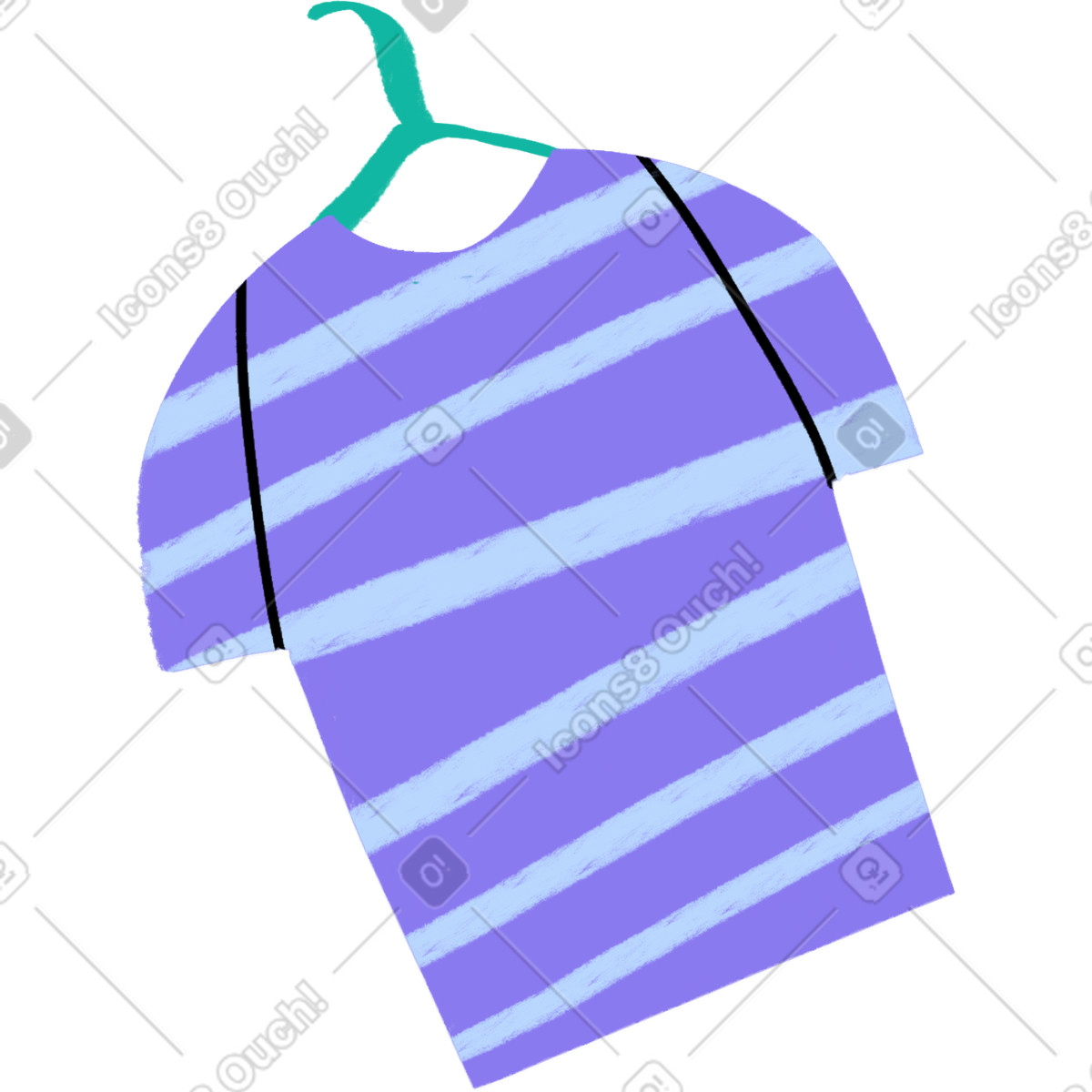 Blue stripped tshirt on a hanger illustration in Bonny style download in PNG, SVG