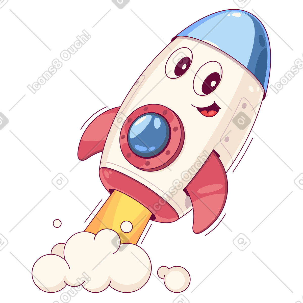 Rocket ship launch, startup project illustration in Handy style download in PNG, SVG