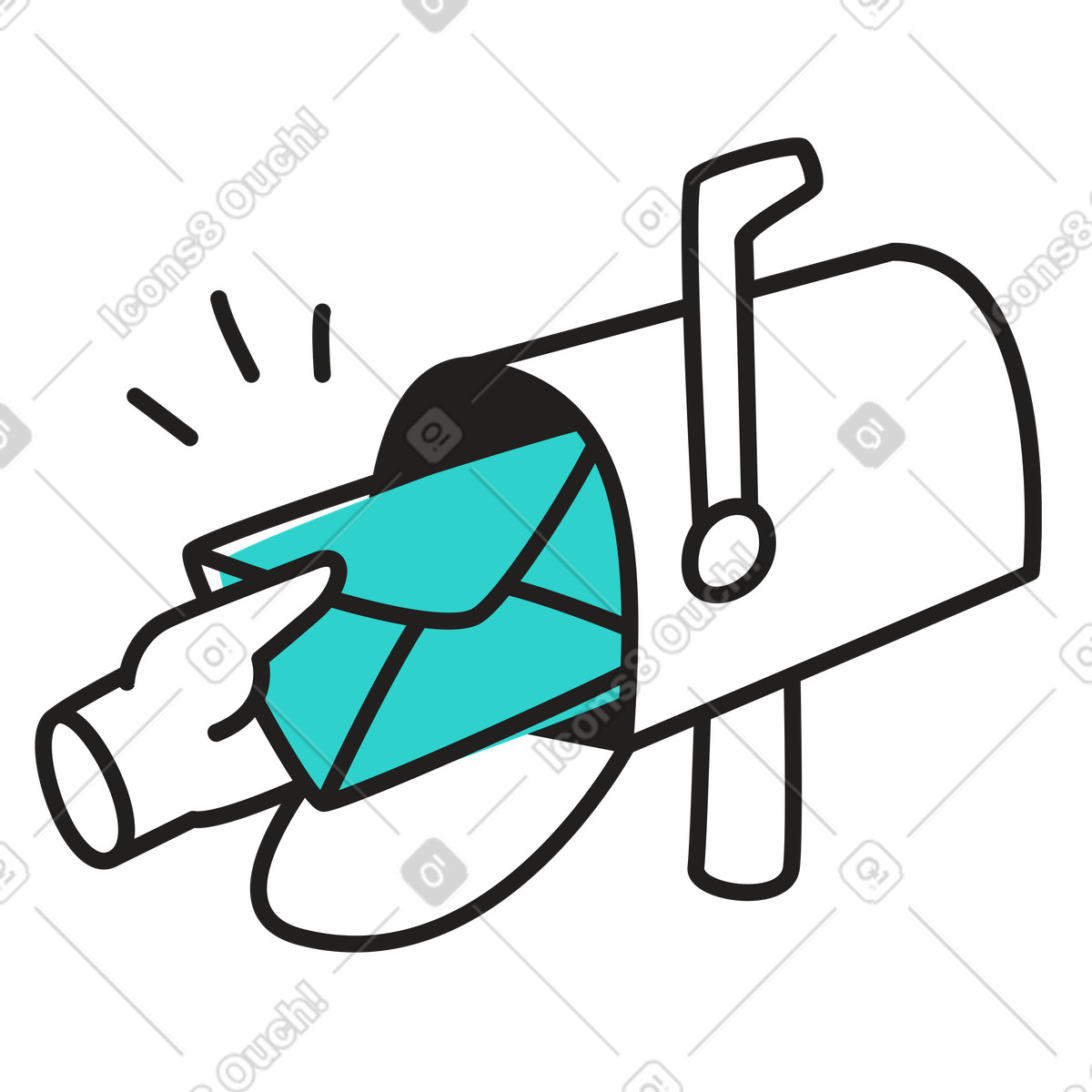 Ilustração de Nova carta recebida em envelope verde no estilo Little para baixar PNG, SVG