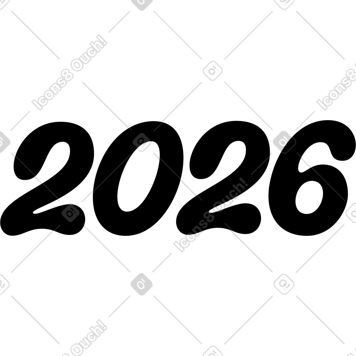 Airy スタイルの 2026年のテキスト のイラストをPNG、SVG形式でダウンロード