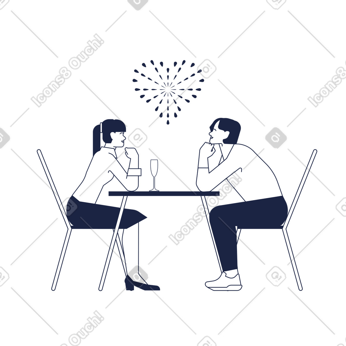 Paar bei romantischem date-Illustration in PNG, SVG