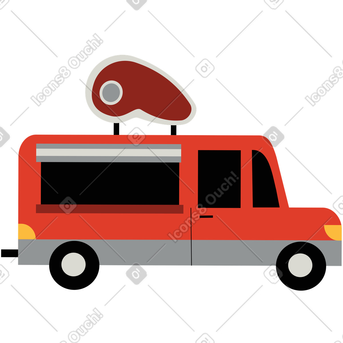 Ilustração de Caminhão comida em no estilo Burgundy para baixar em PNG, SVG