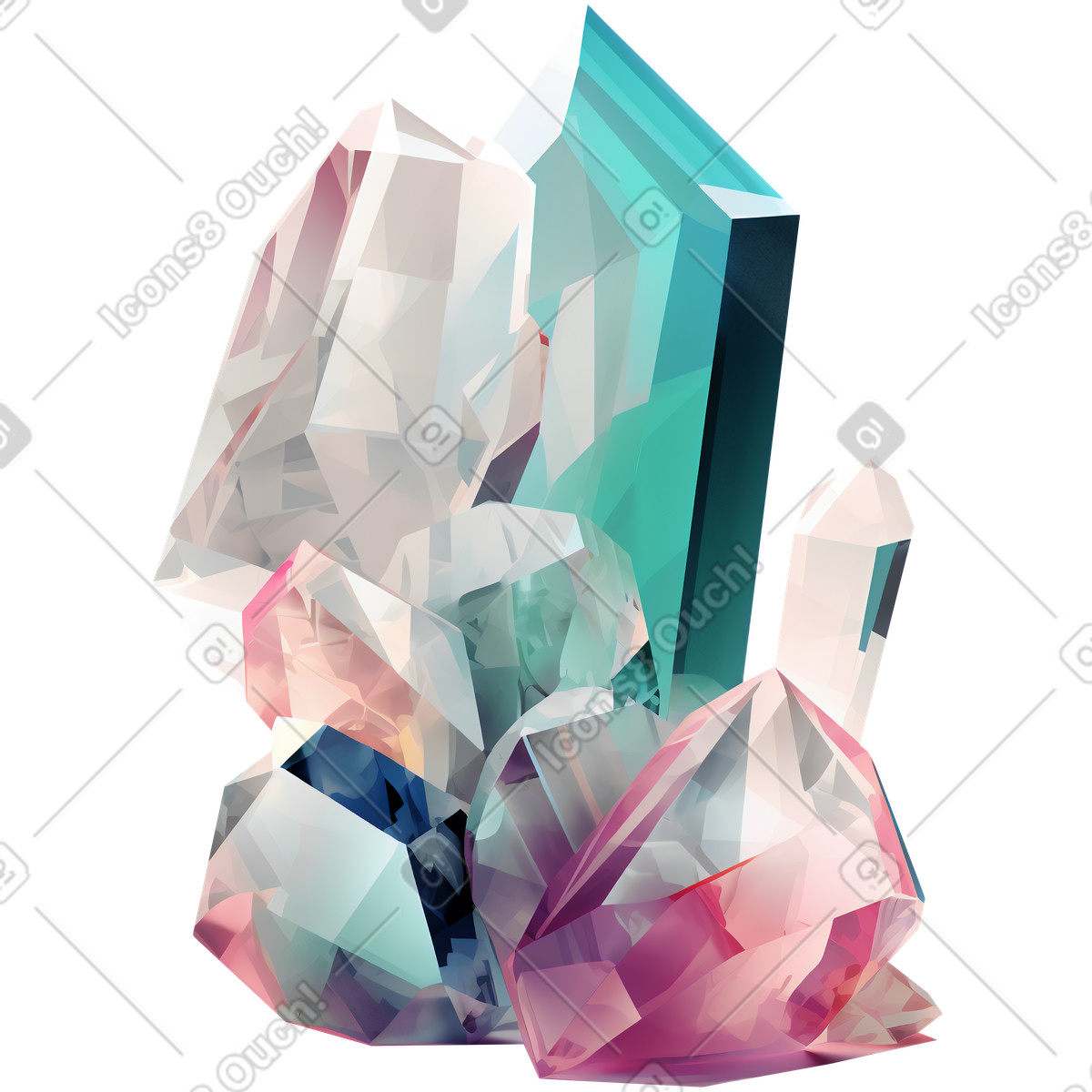 Abstrakte kristallskulptur-Illustration im 3D Construction-Stil als Download in PNG, SVG