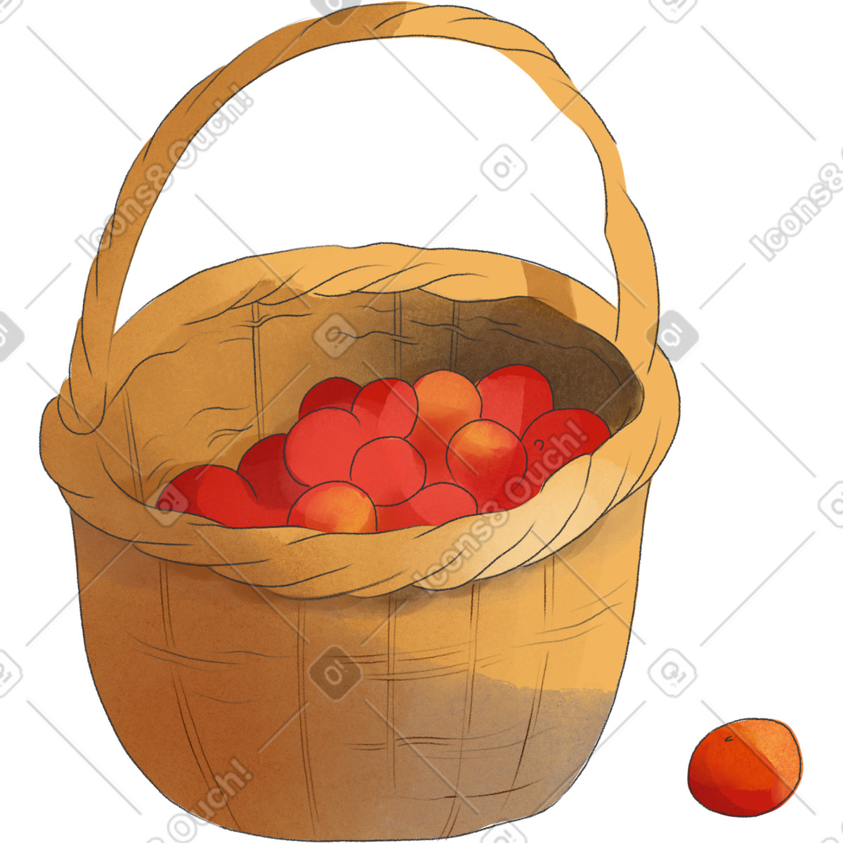 Basket of red apples illustration in Seasons style download in PNG, SVG