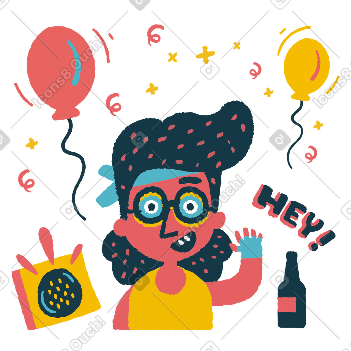 Ilustración Mujer en fiesta diciendo hola estilo Flamenco a descargar PNG y SVG
