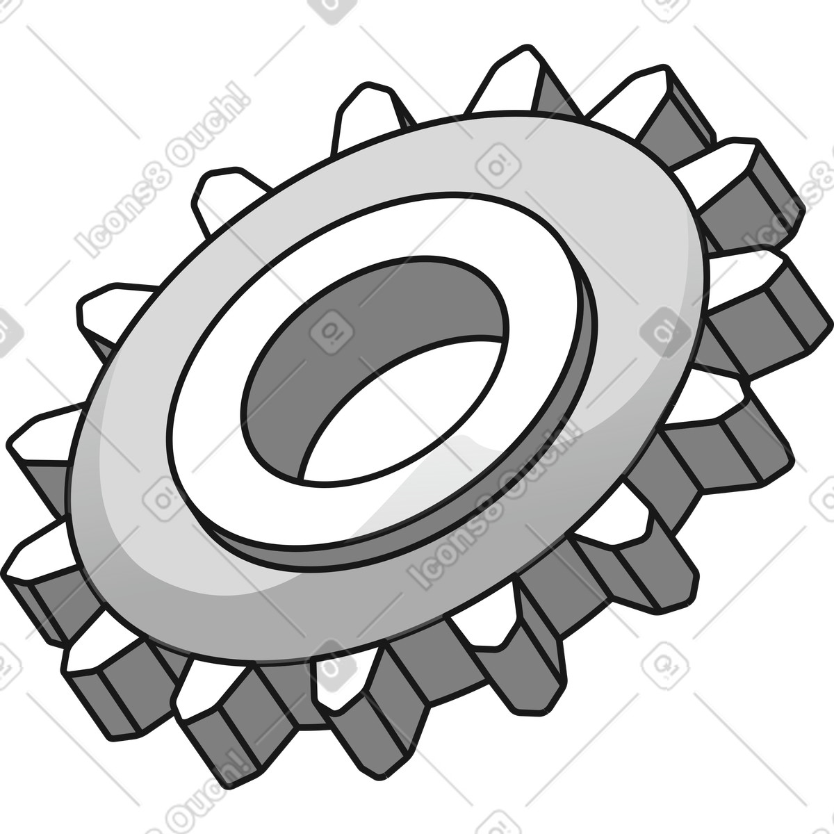Grey metal gear component illustration in Futuristic style download in PNG, SVG
