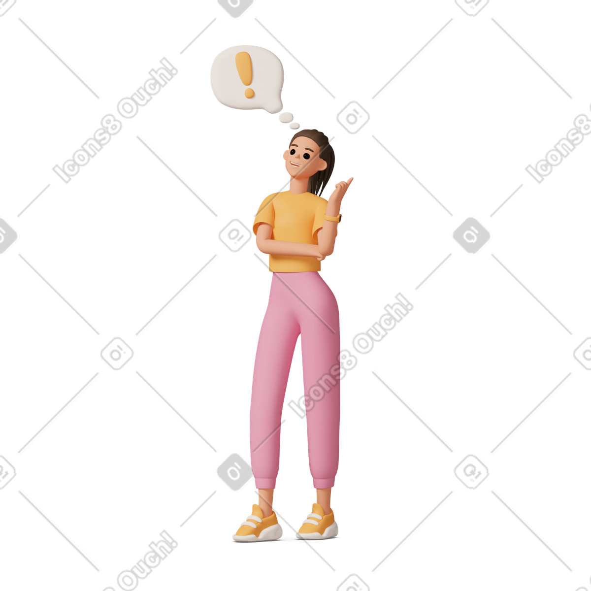 下载 3D Casual life 风格的 Woman with speech bubble 插画，支持 PNG、SVG 格式