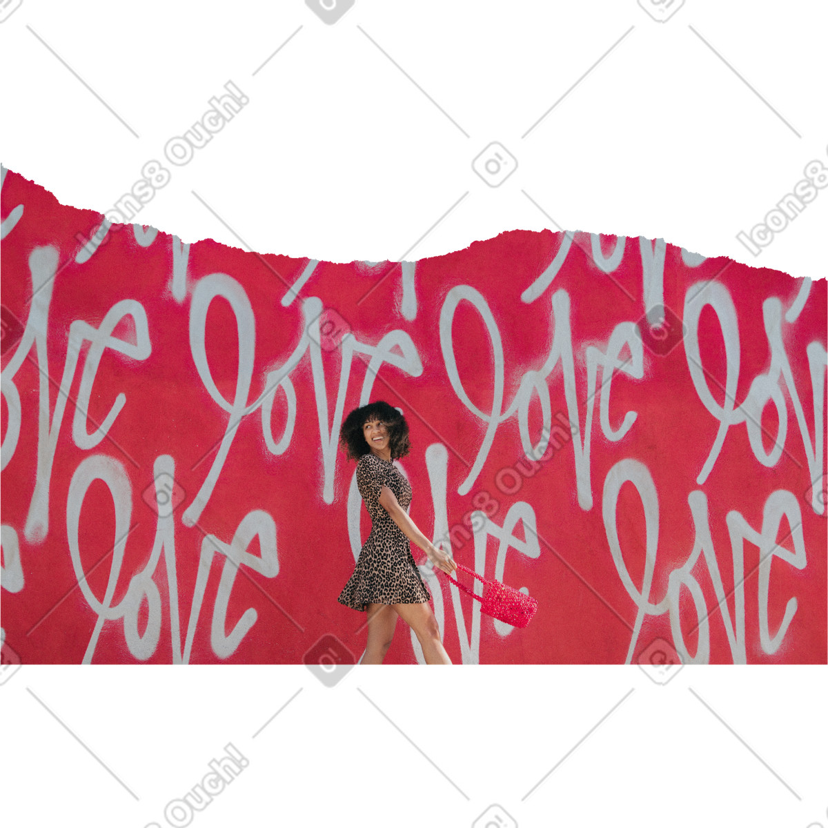 Ilustración Woman walking en estilo Paper Cut a descargar en PNG y SVG