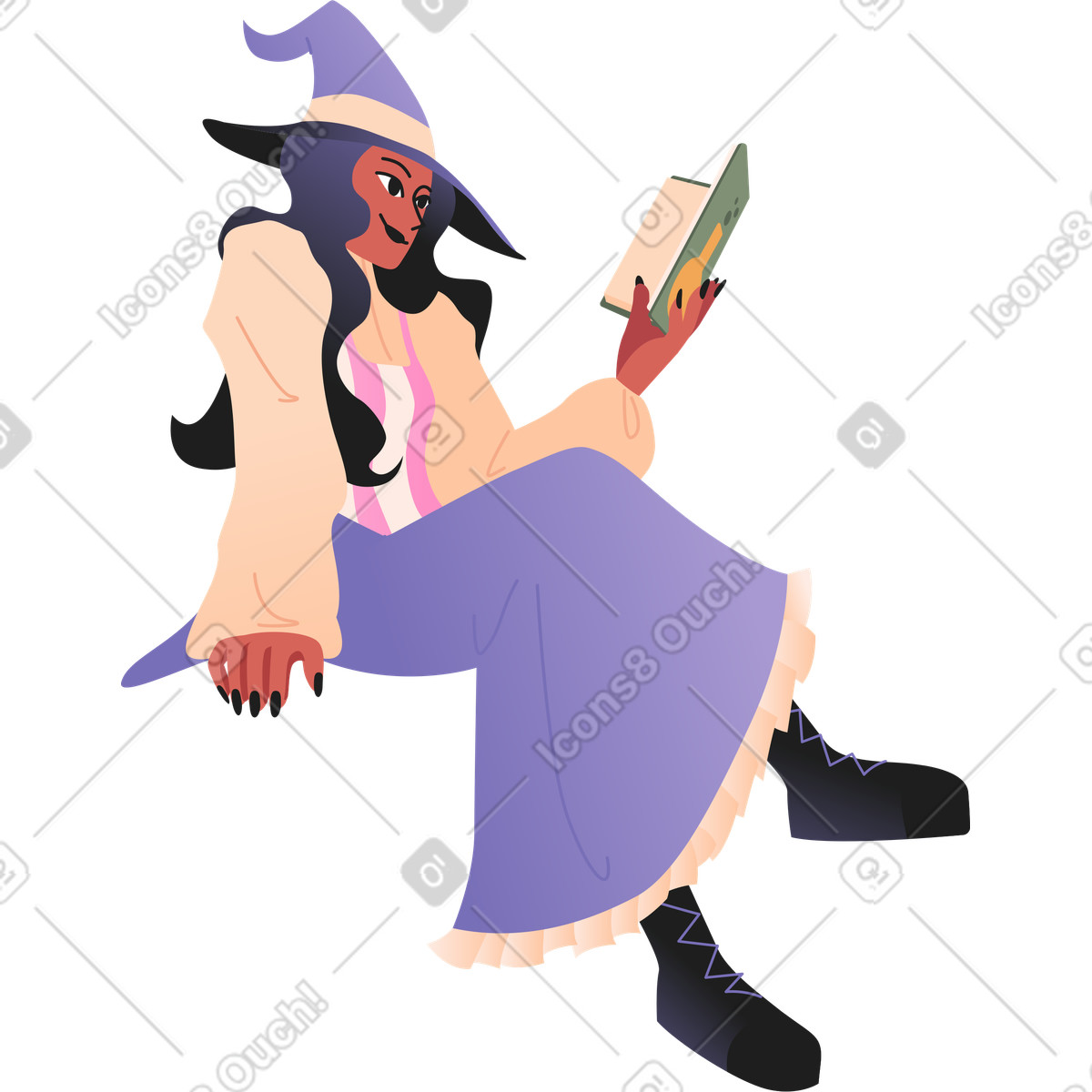 Witch illustration in Coworking style download in PNG, SVG