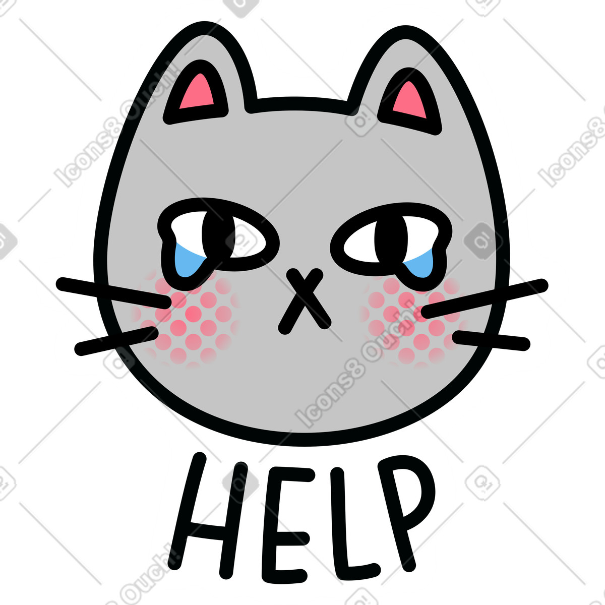 下载 Purrfect 风格的 刻字帮助猫 插画，支持 PNG、SVG 格式