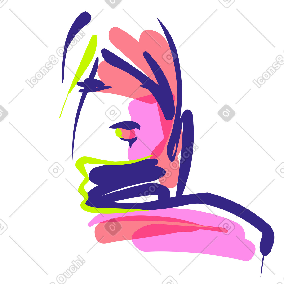 Weiblicher benutzer-avatar-Illustration im Glam-Stil als Download in PNG, SVG