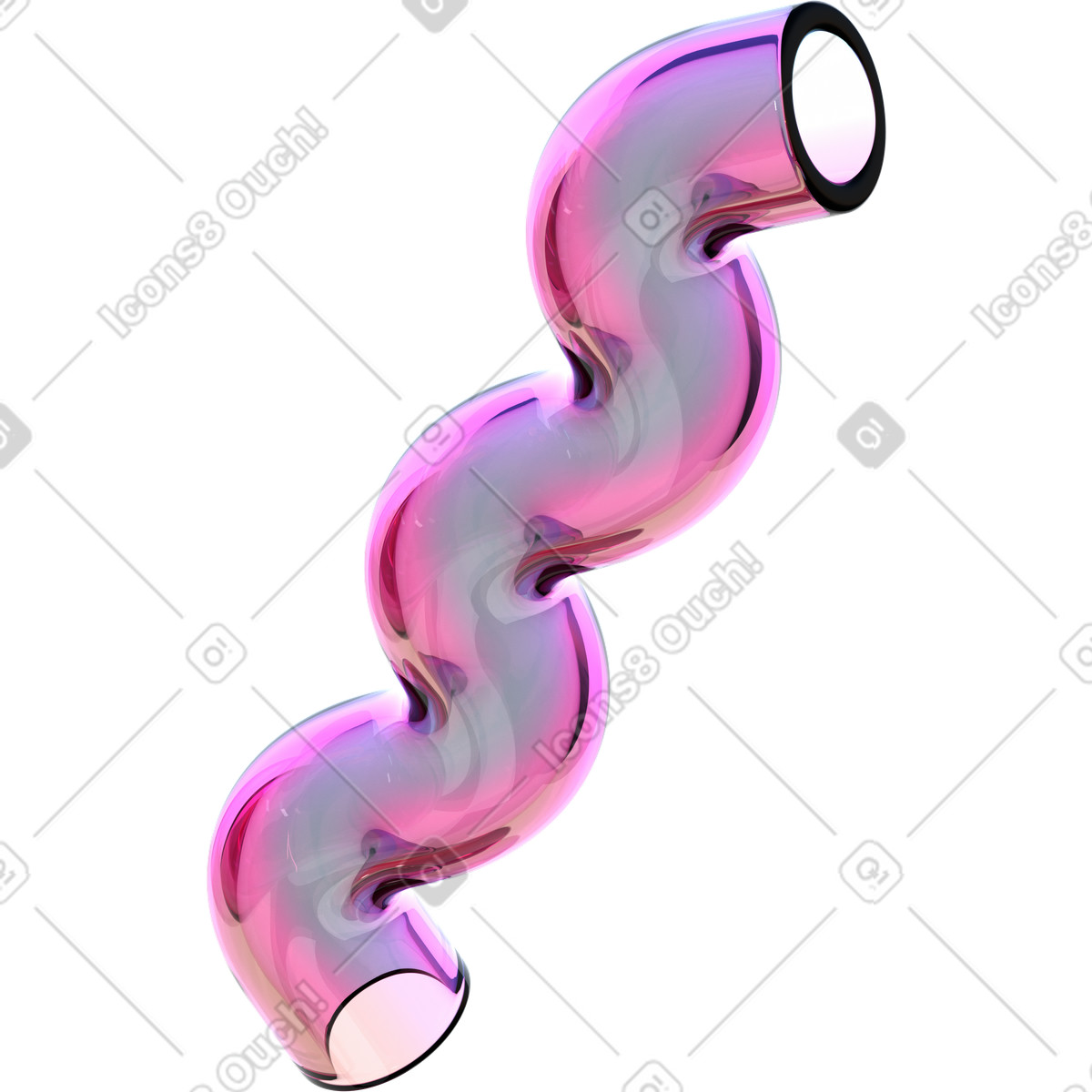 Transparent wavy tube illustration in 3D Glassy style download in PNG, SVG
