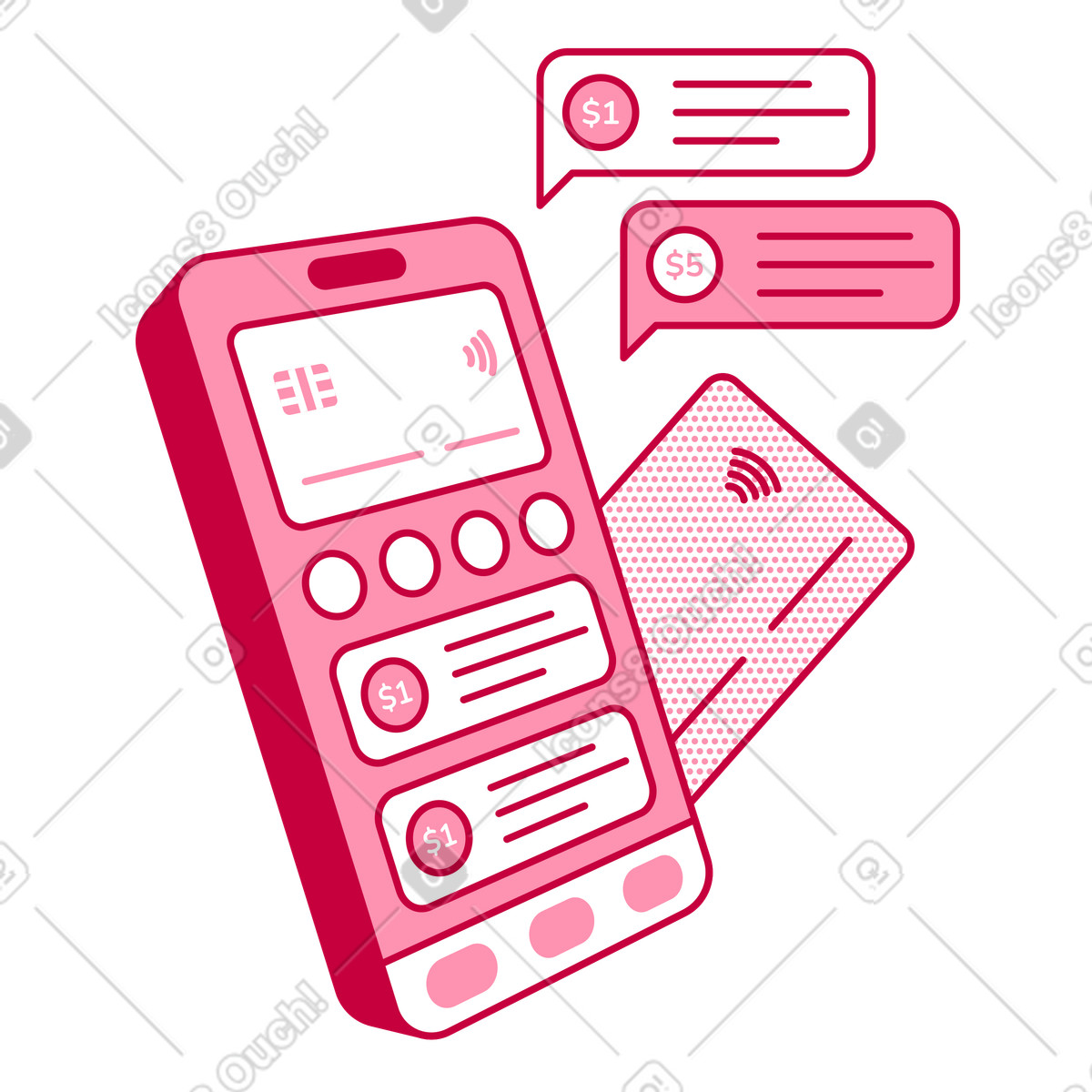 Mobile Wallet and Banking App illustration in PNG, SVG