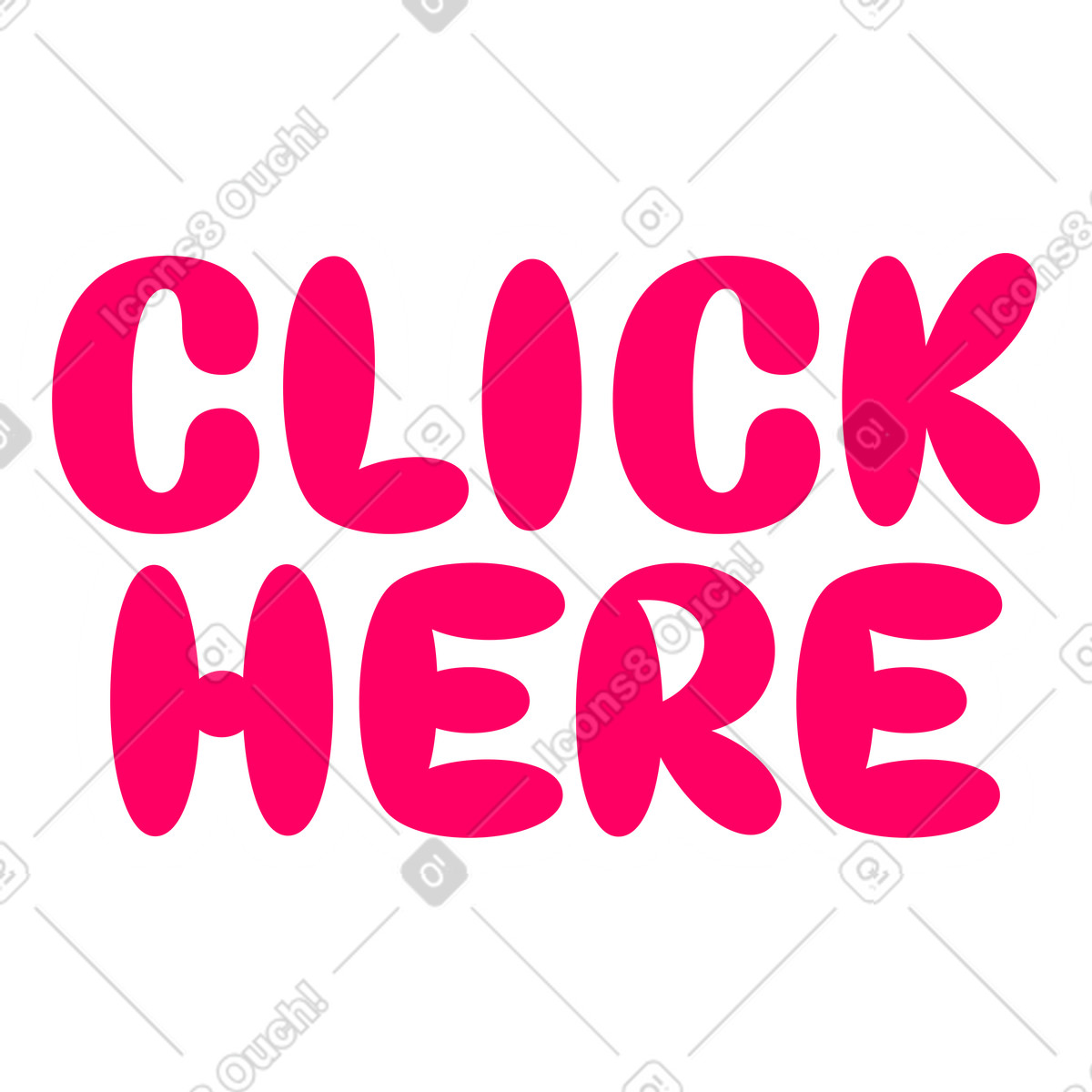 Lettering click here illustration in Rondy Stickers style download in PNG, SVG