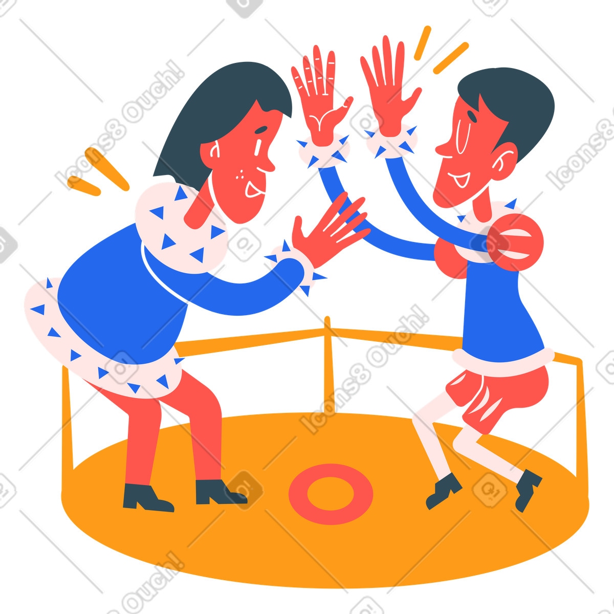 Ilustración Dos hombres luchando en un ring estilo Kingdom a descargar PNG y SVG