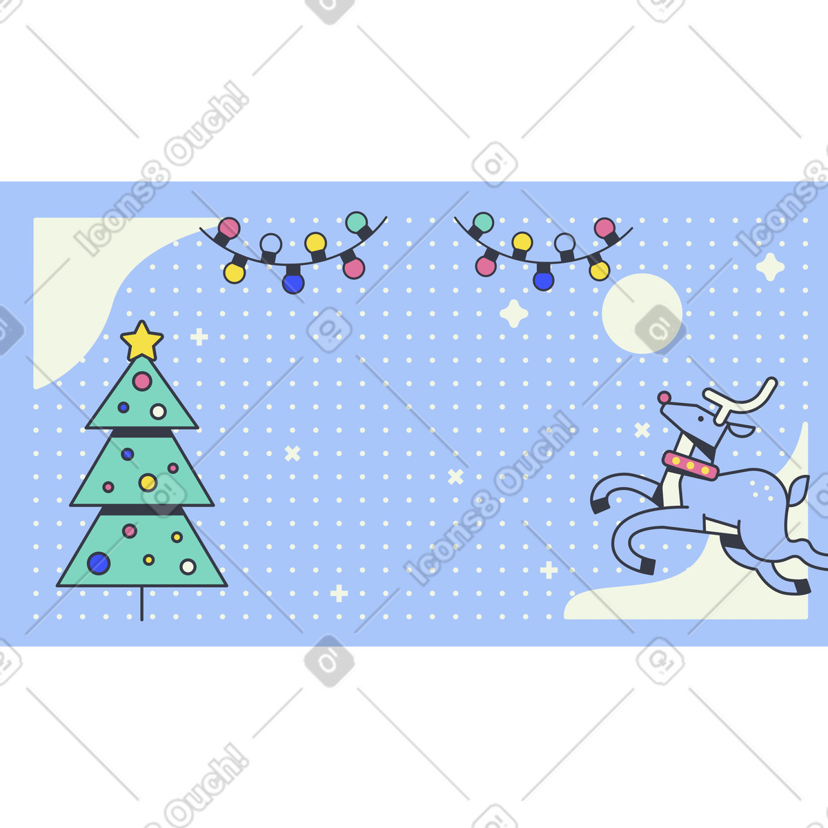 Deer and christmas tree decorations for background illustration in Abstract style download in PNG, SVG