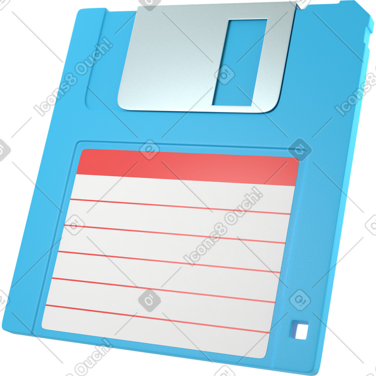 Ilustración Blue floppy diskette side view en estilo 3D Business a descargar en PNG y SVG