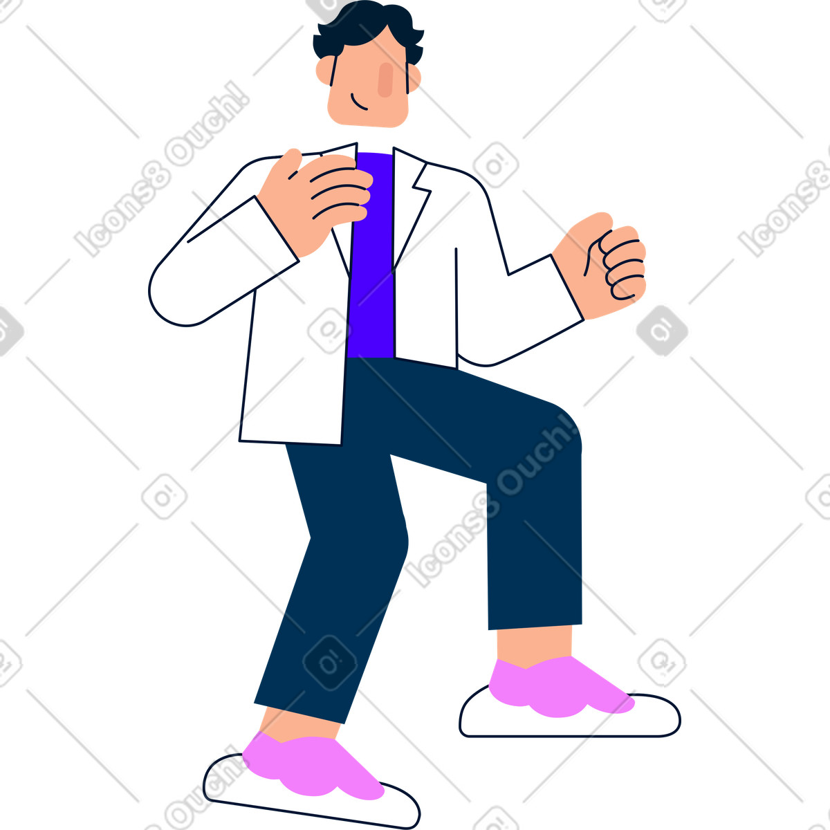 Male scientist carrying something in his hands illustration Cubes style download PNG, SVG