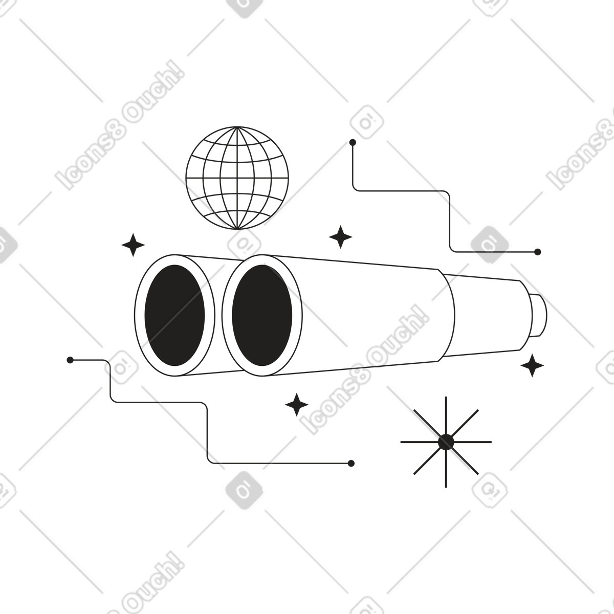 Illustration Jumelles dans l'espace web le style Tokyo à télécharger aux formats PNG, SVG