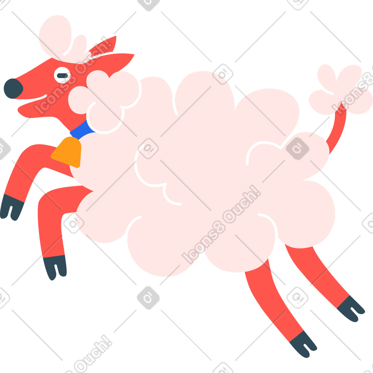 Ilustración Oveja en estilo Kingdom a descargar en PNG y SVG