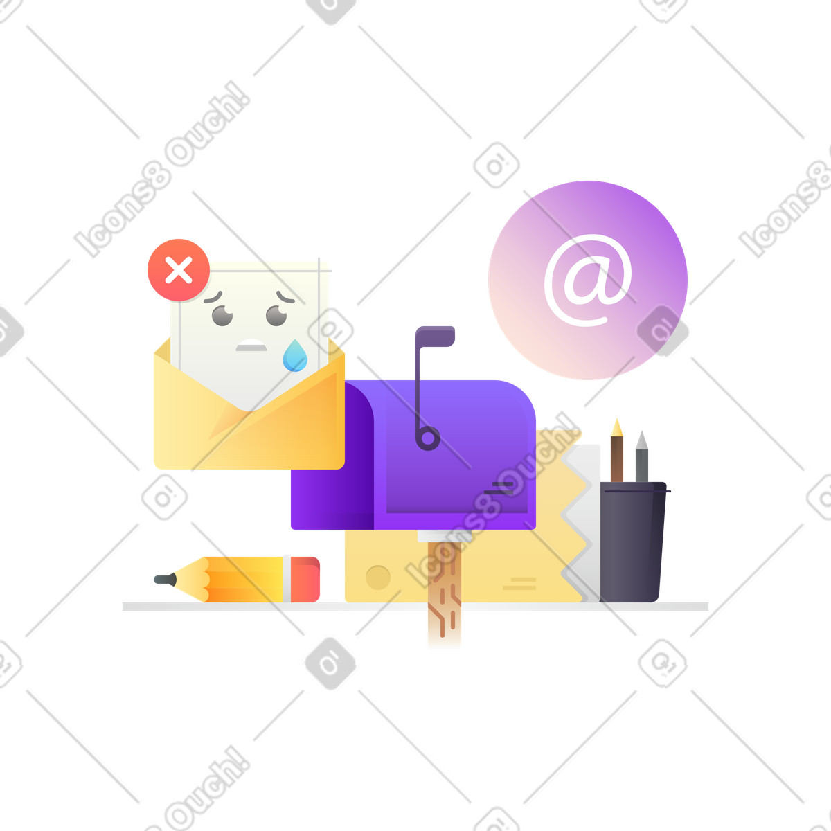 Unsubscribing from the mail illustration in Hugo style download in PNG, SVG