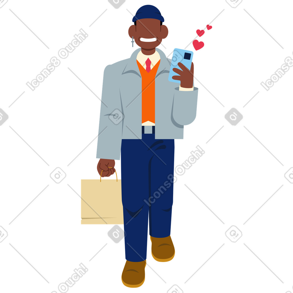 Young man hosting Live Stream illustration in Catchy style download in PNG, SVG