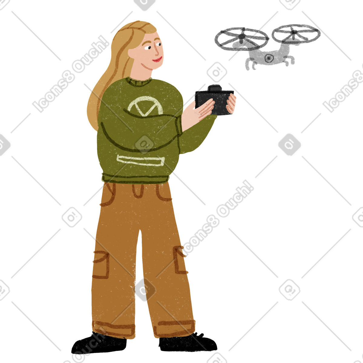 Ilustração de Woman flying a drone em no estilo Public para baixar em PNG, SVG
