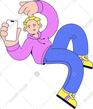 Un homme tenant un téléphone et le pointant du doigt PNG, SVG