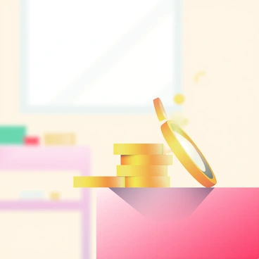 A stack of shiny gold coins is teetering on the edge of a polished wooden table. The coins are of various sizes, with the top coin slightly tilted to one side, suggesting a precarious balance. In the background, there is a soft-focus view of a room with a light-colored wall and a faint outline of a window, allowing natural light to illuminate the coins and create gentle reflections on the table's surface. The scene conveys a sense of tension, highlighting the theme of financial instability.