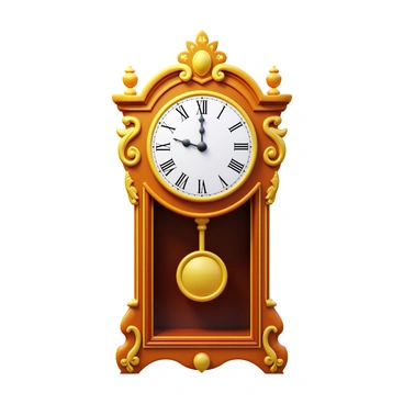 A grand antique clock with ornate gilded details. The clock face features large, elegant Roman numerals. The clock is adorned with intricate carvings and embellishments. The clock’s pendulum swings gracefully, catching the light, and the clock hands are elegantly shaped. The overall design exudes a sense of timelessness and craftsmanship.