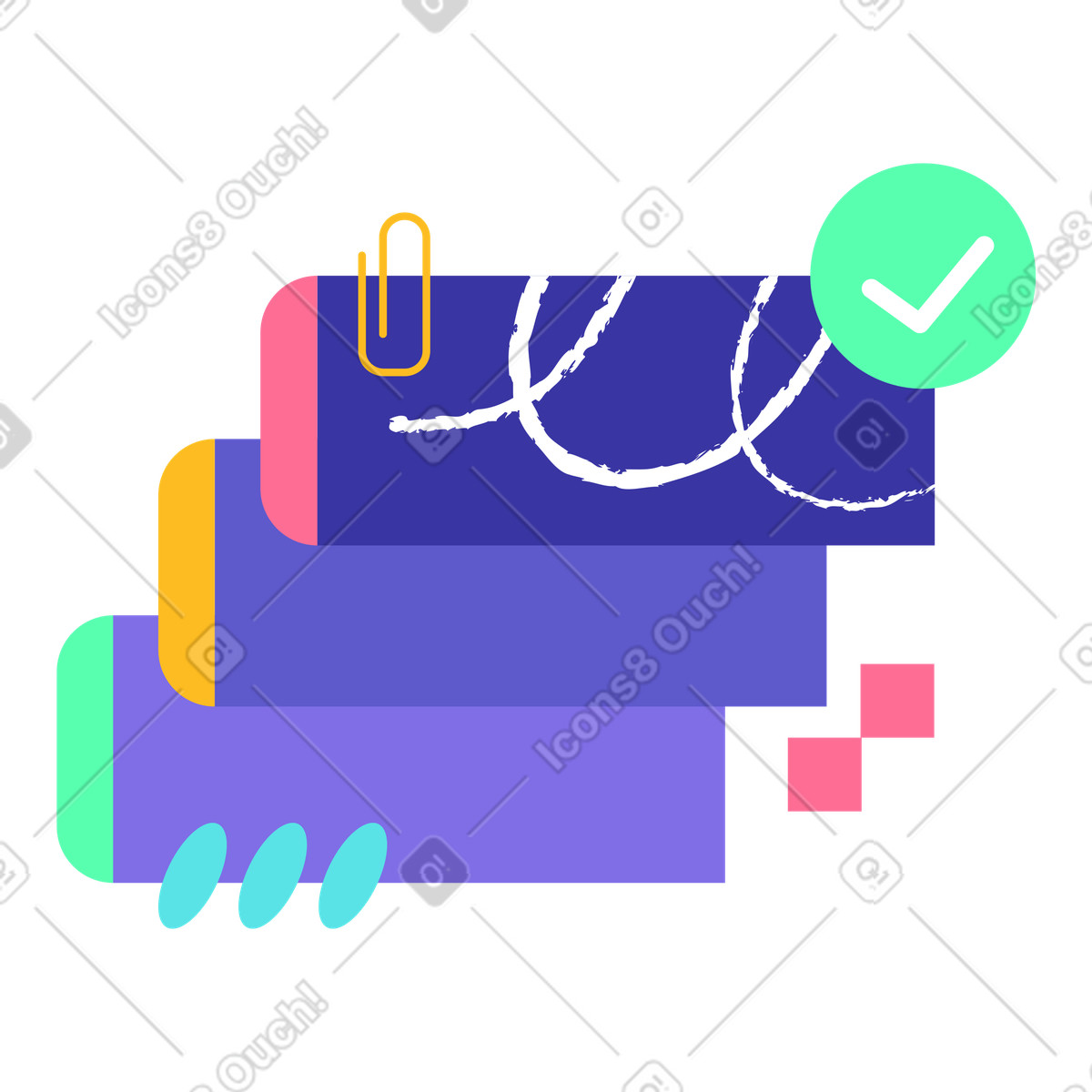Digital notes with check mark, Task organization and productivity illustration in Bright style download in PNG, SVG