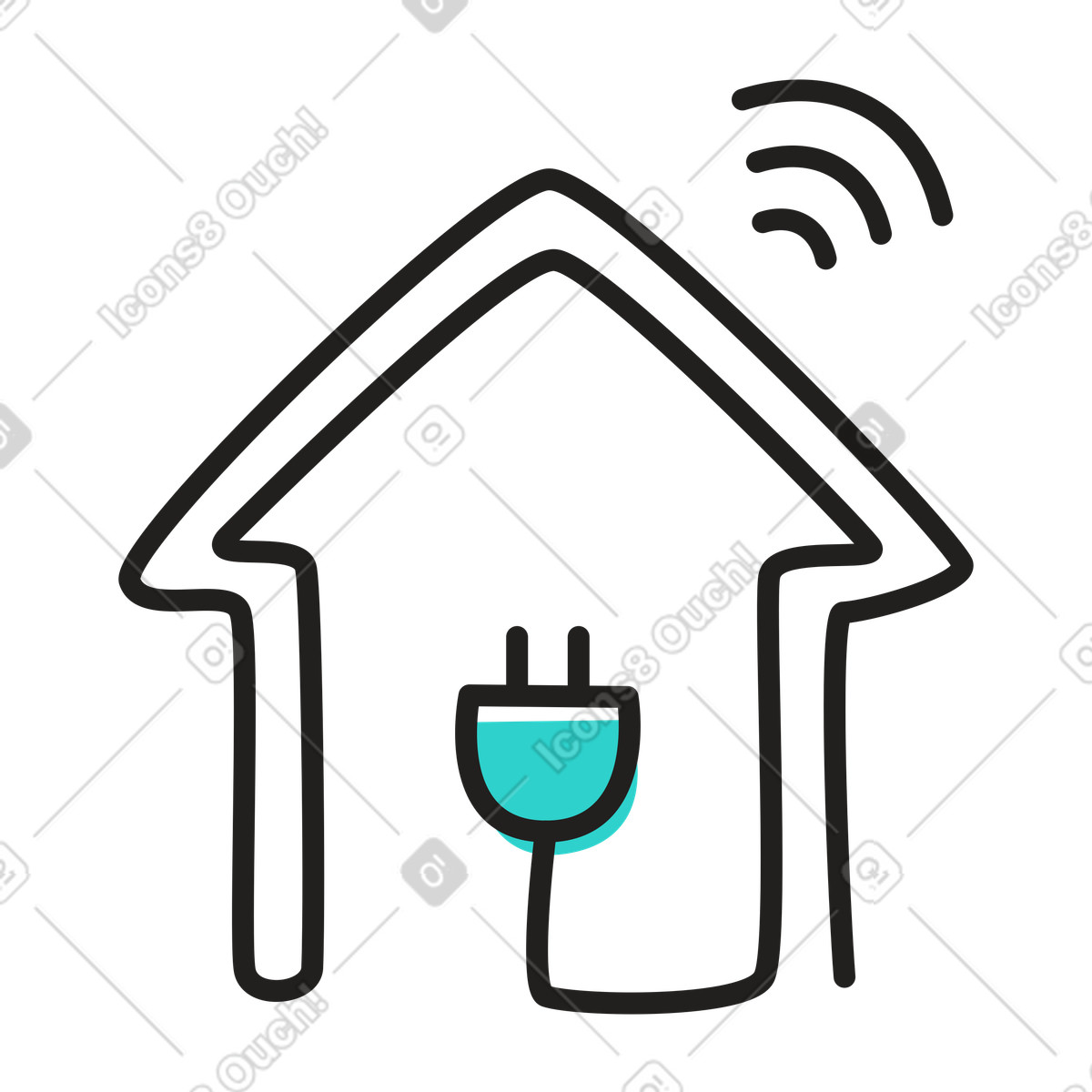 Smart home mit wlan-verbindung-Illustration im Little-Stil als Download in PNG, SVG