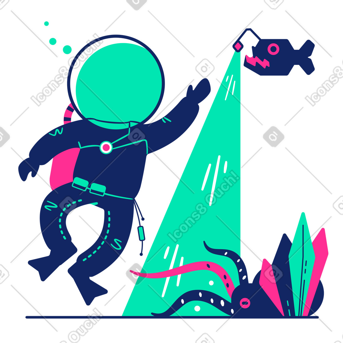 Fondo del mare illustrazione in stile Cyborg scarica in PNG, SVG