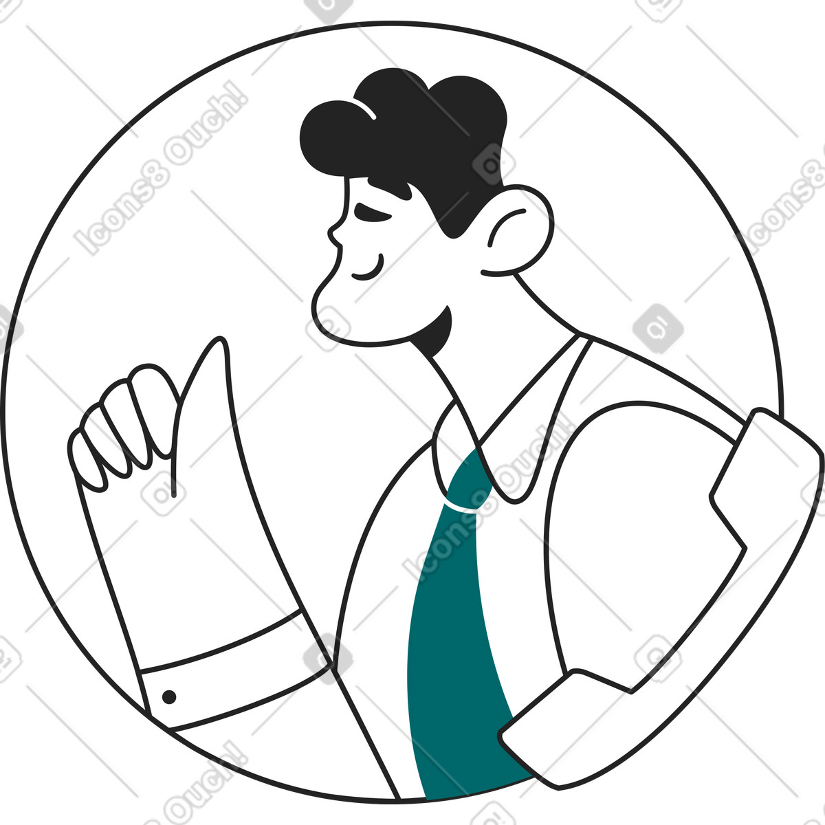 Ilustração de Homem em um círculo com receptor telefone no estilo Sammy Line para baixar PNG, SVG
