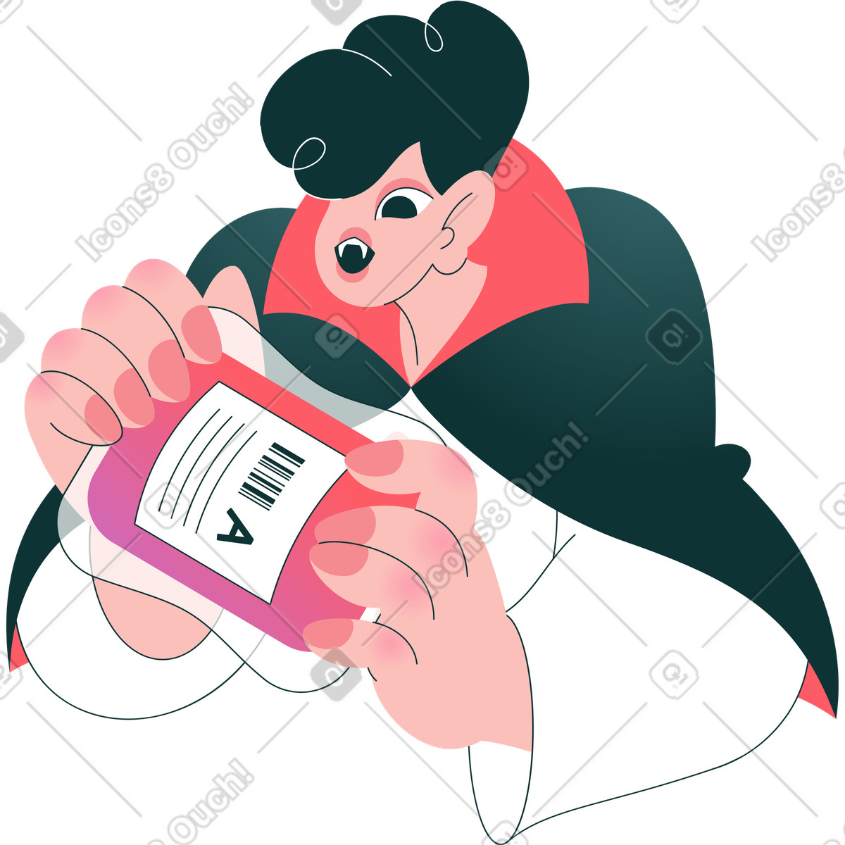 Ilustração de Vampiro pronto para sugar sangue uma bolsa em no estilo Florid baixar em PNG, SVG