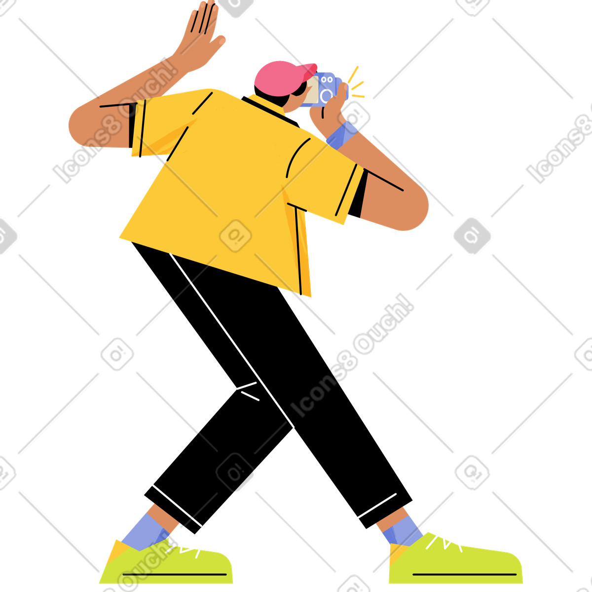 Mann mit einer kamera in der hand-Illustration im Juicy-Stil als Download PNG, SVG