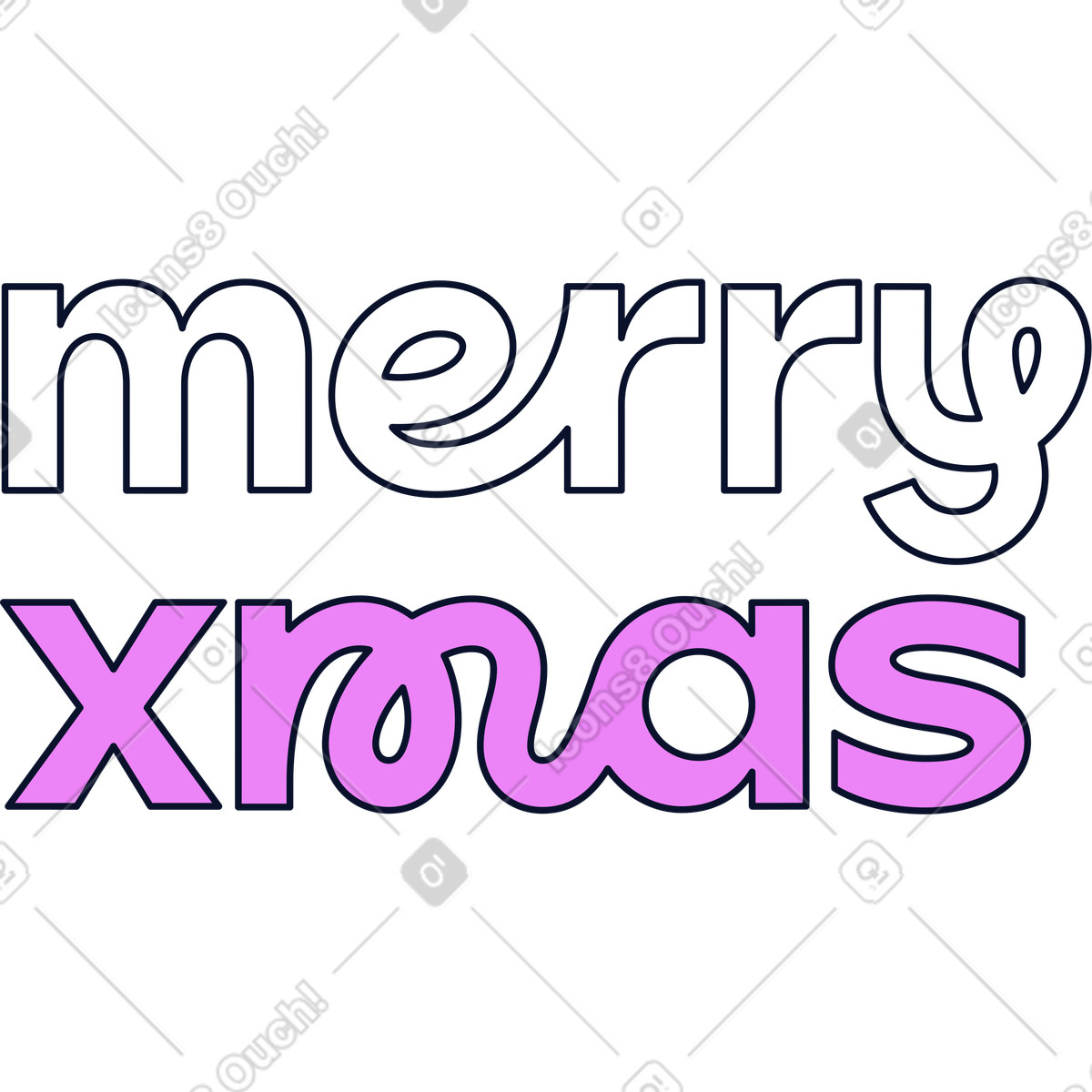 Lettering merry xmas text illustration in Flexy style download in PNG, SVG