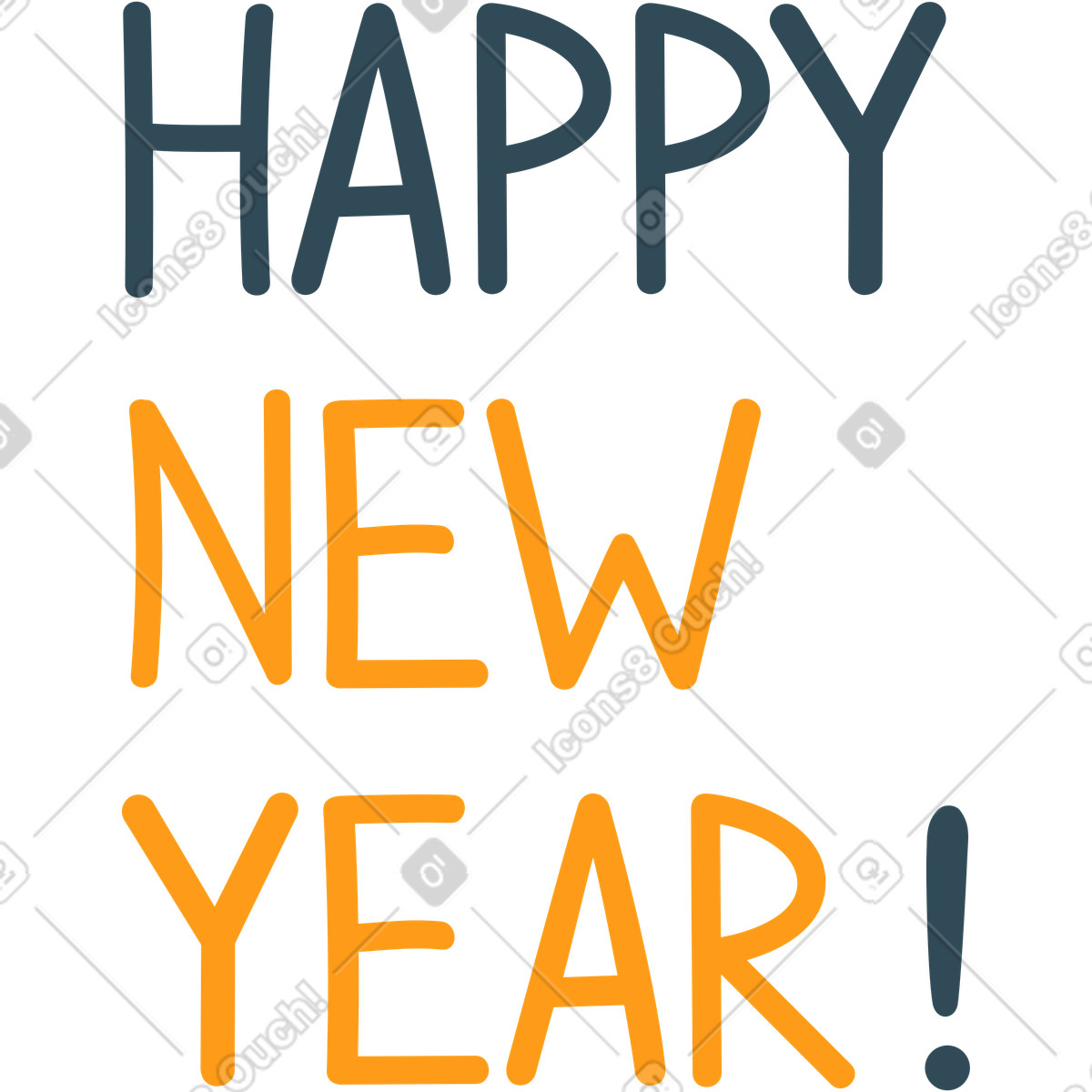 Ilustración Feliz año nuevo en estilo Kingdom a descargar en PNG y SVG