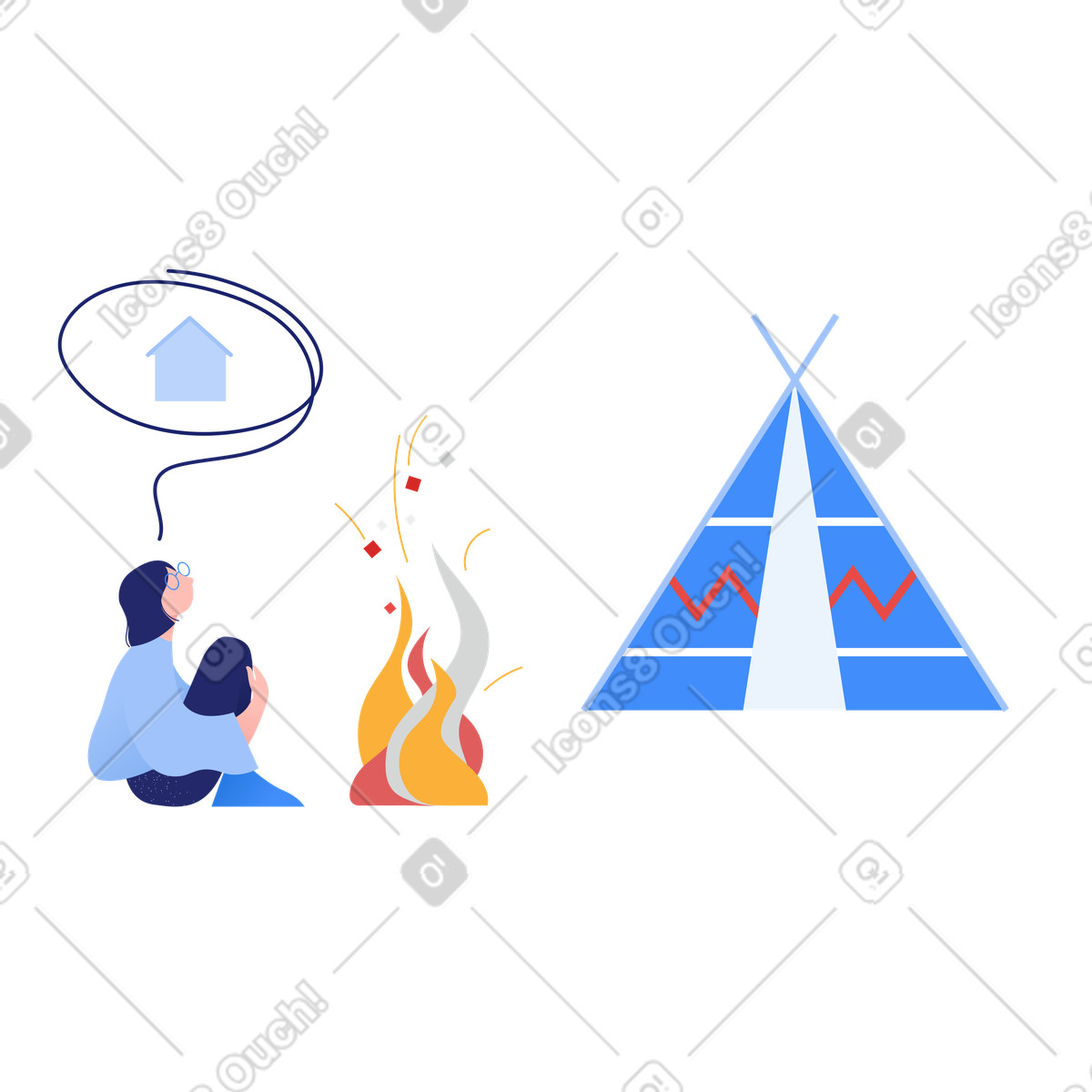 Ilustración Pensando en casa estilo Clip a descargar PNG y SVG